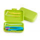 Orthodontic set for care of braces with a monobundle brush, light green